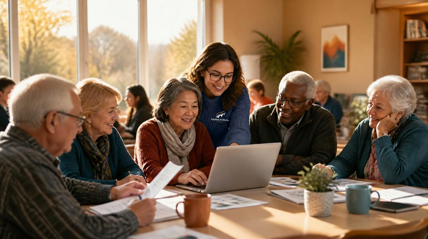 Older adults learning together in a warm, welcoming community setting